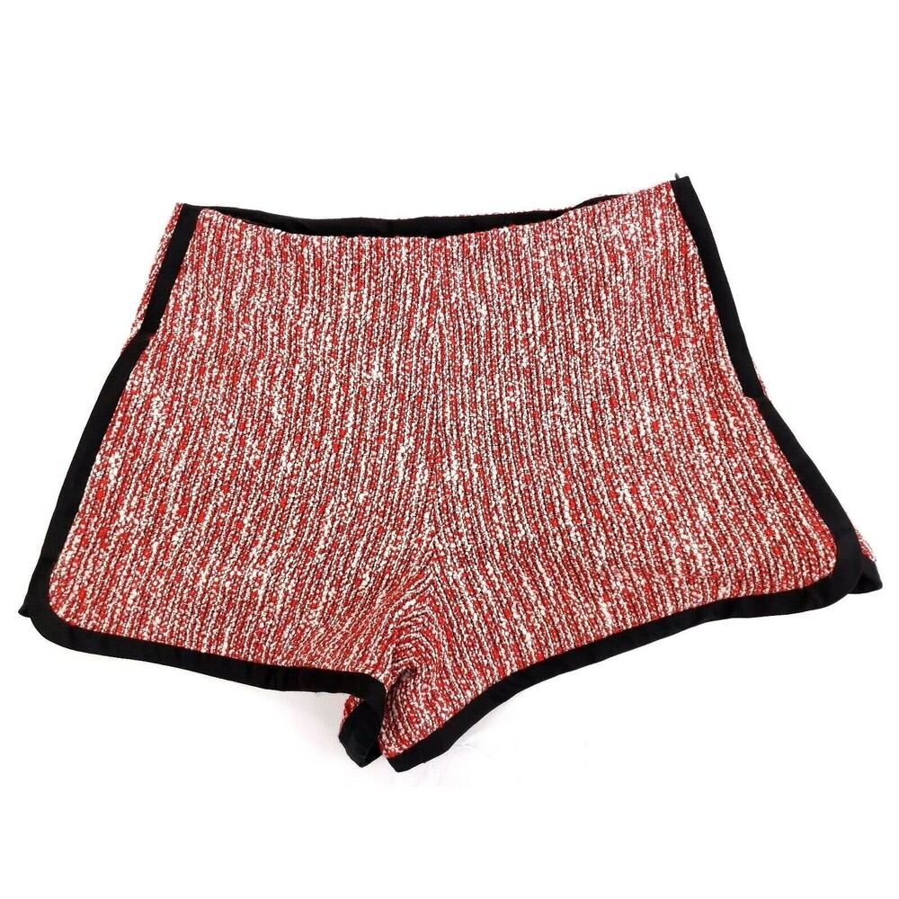 Maje Iveri Tweed Red Rouge Short Shorts with Side Zipper Size 38 $225